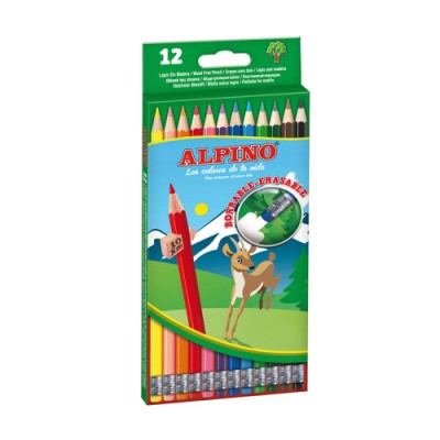 Alpino Estuche 12 lapices de colores borrables