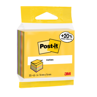 CUBO 32565 HOJAS NOTAS ADHESIVAS 76X76MM COLORES SURTIDOS EMBLISTADO INDIVIDUAL 2014 UCP POST IT 7100172397