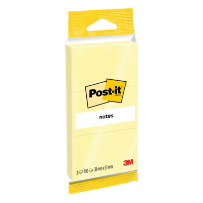 PACK 3 BLOCS 100 HOJAS NOTAS ADHESIVAS 38X51MM AMARILLO 6810 POST IT 7100172242