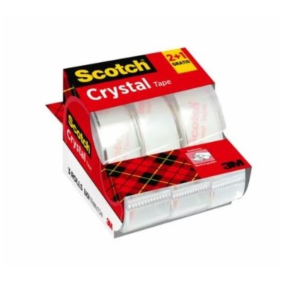 PACK 21 ROLLOS CINTA SUPERTRANSPARENTE 19MM 75M CRYSTAL CON DISPENSADOR 6 1975C3 SCOTH 7100088402