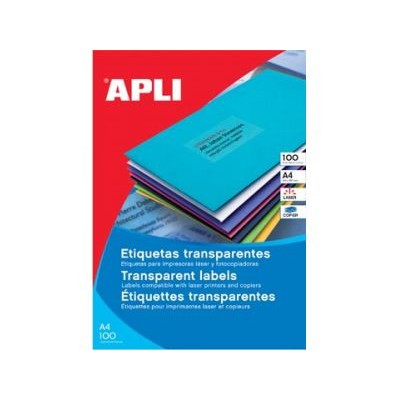 PACK 20 HOJAS 20 UDS ETIQUETAS TRANSLUCIDAS 210X297MM APLI 1225