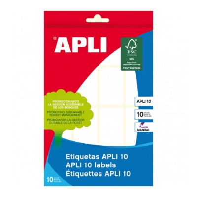 PACK 10 HOJAS 160 UDS ETIQUETAS BLANCAS 25X40 APLI 1646