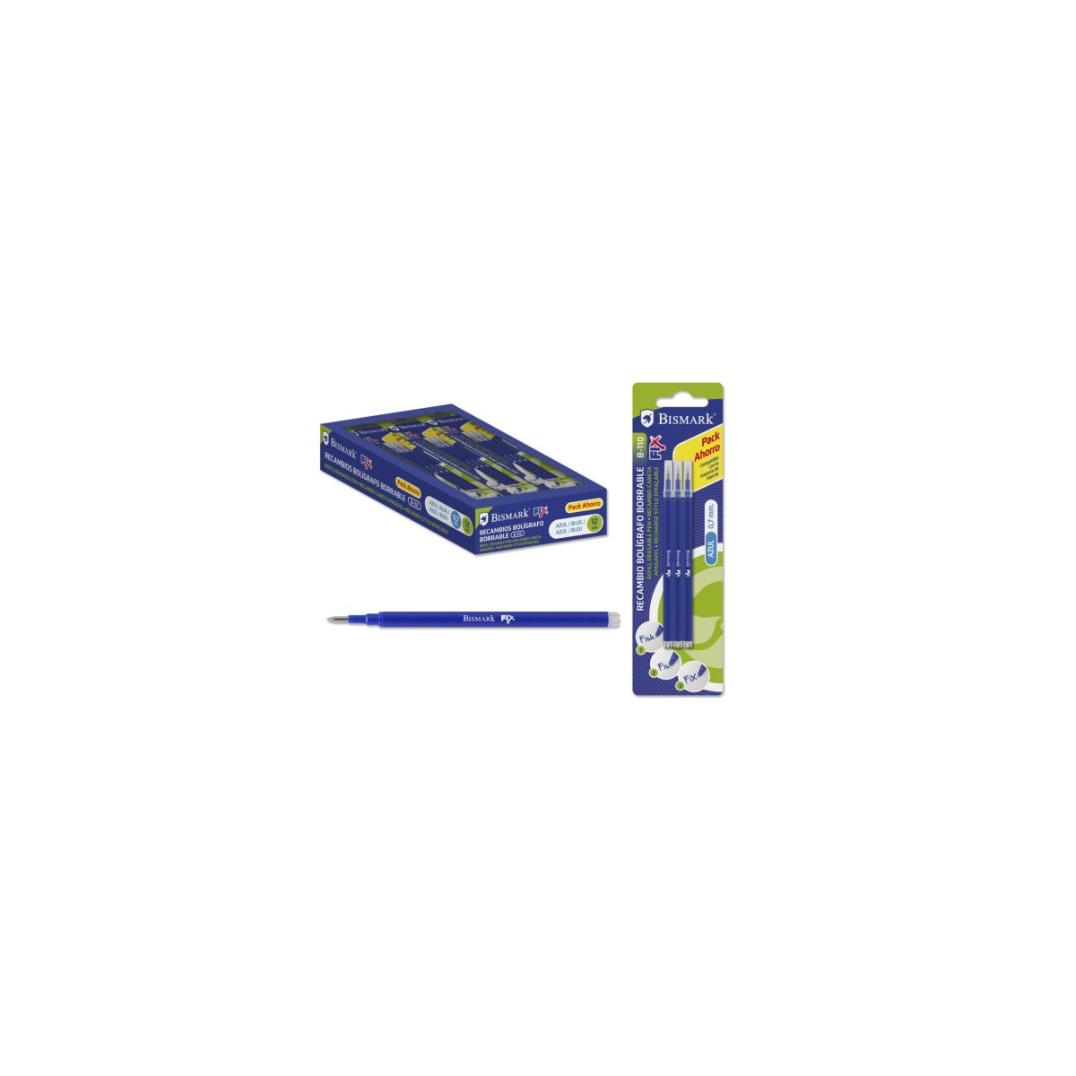 SET 3 UNIDADES RECAMBIO BOLIGRAFO BORRABLE AZUL BISMARK 327532