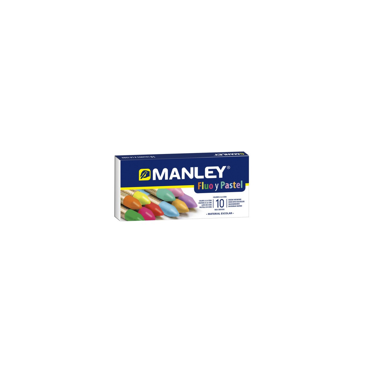 ESTUCHE 10 CERAS MANLEY COLORES FLuORPASTEL ALPINO MNC00044