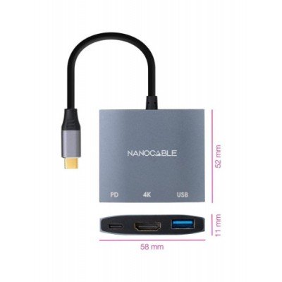 NANOCABLE CONVERSOR USB C A HDMI H USB30 H USB C PD H 15 CM