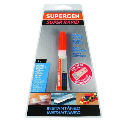 ADHESIVO INSTANTANEO SUPERRAPID TRANSPARENTE EN TUBO 3GR SUPERGEN 62603 00000 00