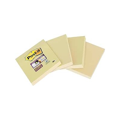 PACK 4 BLOCS 45 HOJAS NOTAS RECICLADAS ADHESIVAS 102X152MM SUPER STICKY CANARY YELLOW CON LiNEAS 4645 RSSCY4 POST IT 7100321347