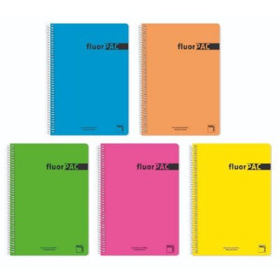 CUADERNO SERIE FLUORPAC TAPA POLIPROPILENO 90 GRS FLUOR FOLIO 215X310MM 80 HOJAS CUADRiCULA 4X4 CON MARGEN SURTIDO PACSA 16551