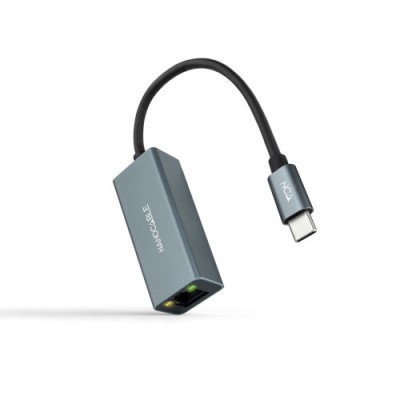 Nanocable Conversor USB C a Ethernet Gigabit 10 100 1000 Mbps Aluminio Gris 15 cm