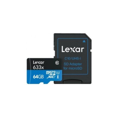 LEXAR 64GB HIGH PERFORMANCE 633X MICROSDXC UHS I UP TO 100MB S READ 45MB S WRITE C10 A1 V30 U3