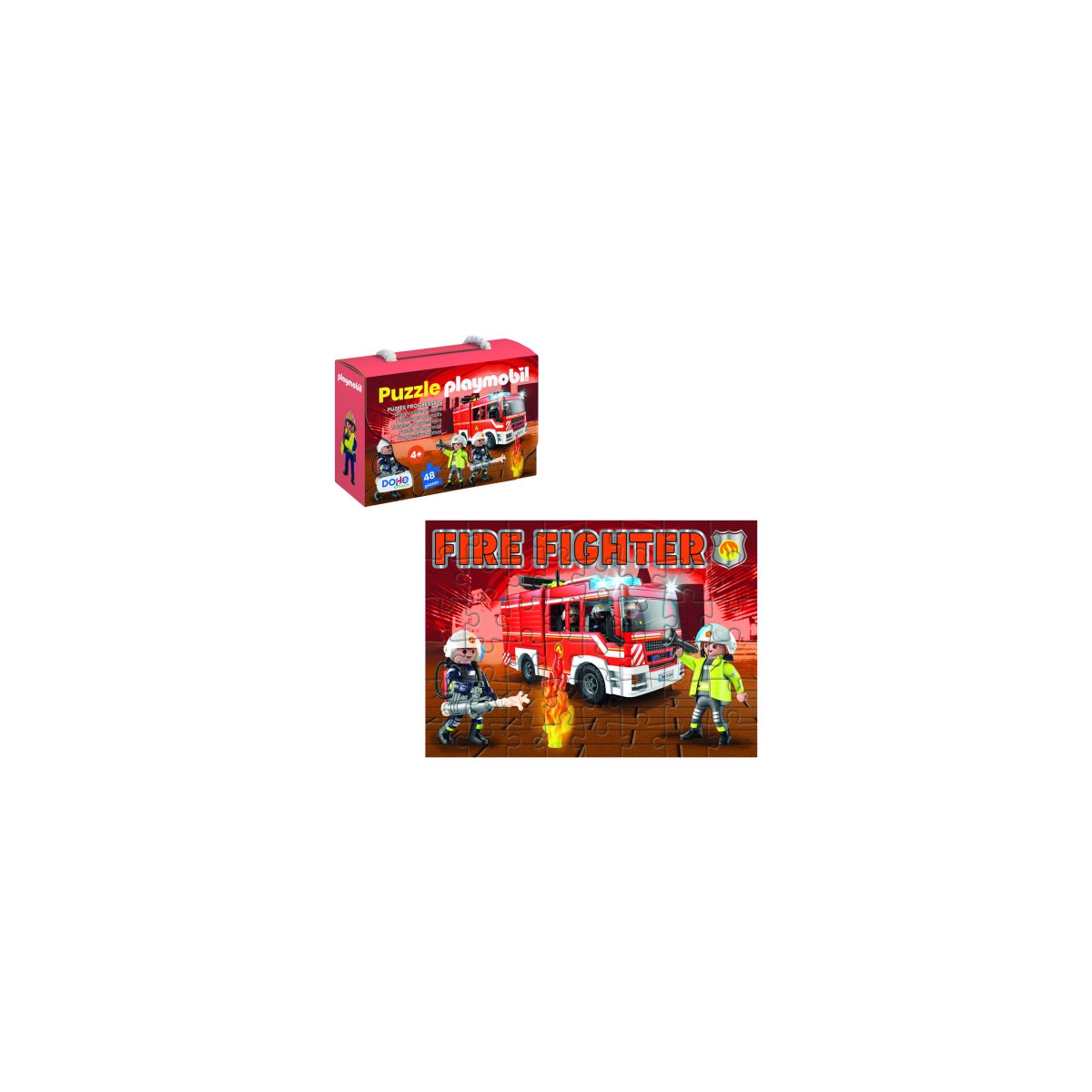 CAJA DE PUZZLE 48 PIEZAS PLAYMOBIL MODELO FIRE FIGHTER DOHE 65013