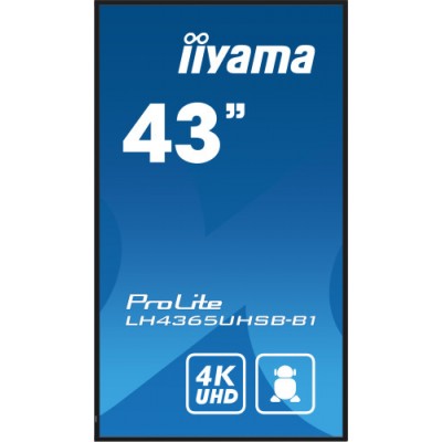 iiyama LH4365UHSB B1 pantalla de senalizacion Diseno de quiosco 108 cm 425 LED Wifi 800 cd m 4K Ultra HD Negro Procesador incor