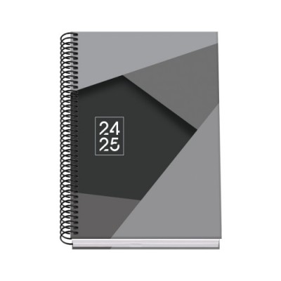 AGENDA ESCOLAR 2024 2025 TAMANO A5 TAPA CARTON FORRADO SEMANA VISTA TANGRAM BASIC NEGRO DOHE 51747