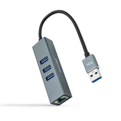 Nanocable Conversor USB 30 a Ethernet Gigabit 3XUSB 30 Aluminio Gris 15 cm
