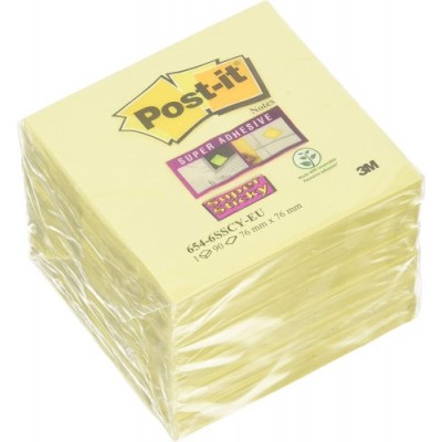 PACK 186 BLOCS 90 HOJAS Z NOTES ADHESIVAS 76X76MM SUPER STICKY CANARY YELLOW R330 SSCY VP20 POST IT 7100236629