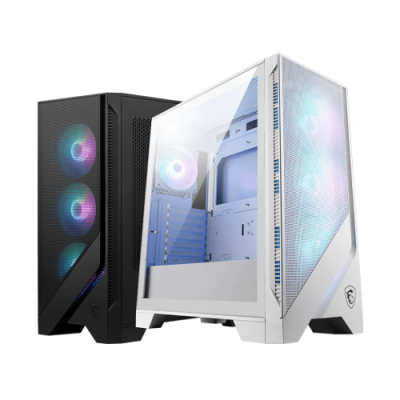 CAJA MSI MAG FORGE 320R AIRFLOW WHITE1x252x25 353x120MM1x120MM ARGB2xUSB32AUDIOMICRORGBMID TOWERBLANCO