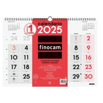 CALENDARIO 2025 NEUTRO PARED NUMEROS GRANDES L 430X310MM FINOCAM 780010025