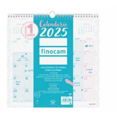 CALENDARIO 2025 PARED TRENDY CHIC ESCRIBIR 300X300MM TURQUESA FINOCAM 787005825