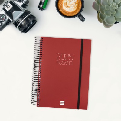 AGENDA 2025 BASIC OPAQUE E10 155X212MM DIA PAGINA BURDEOS FINOCAM 742917425