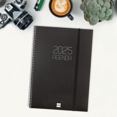 AGENDA 2025 BASIC OPAQUE E40 210X297MM SEMANA VISTA HORIZONTAL NEGRO FINOCAM 742786025