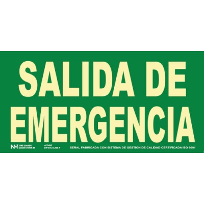 SENAL HOMOLOGADA SEGURIDAD SALIDA EMERGENCIA 320x150MM PVC VERDE ARCHIVO2000 6170 15H VE