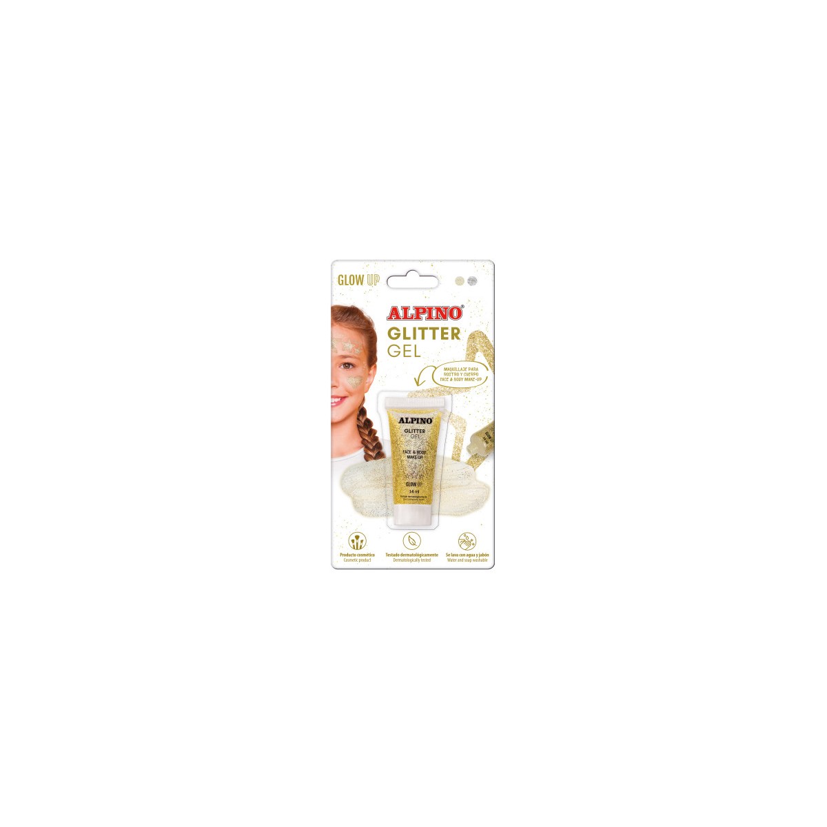 BLiSTER GEL TRANSPARENTE CON PURPURINA DORADO ALPINO DL000606