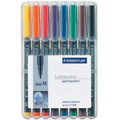 ESTUCHE 8 MARCADORES LUMOCOLOR PERMANENTE PUNTA MEDIA 1MM SURTIDOS STAEDTLER 317 WP8