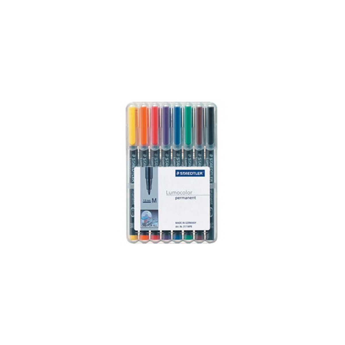 ESTUCHE 8 MARCADORES LUMOCOLOR PERMANENTE PUNTA MEDIA 1MM SURTIDOS STAEDTLER 317 WP8