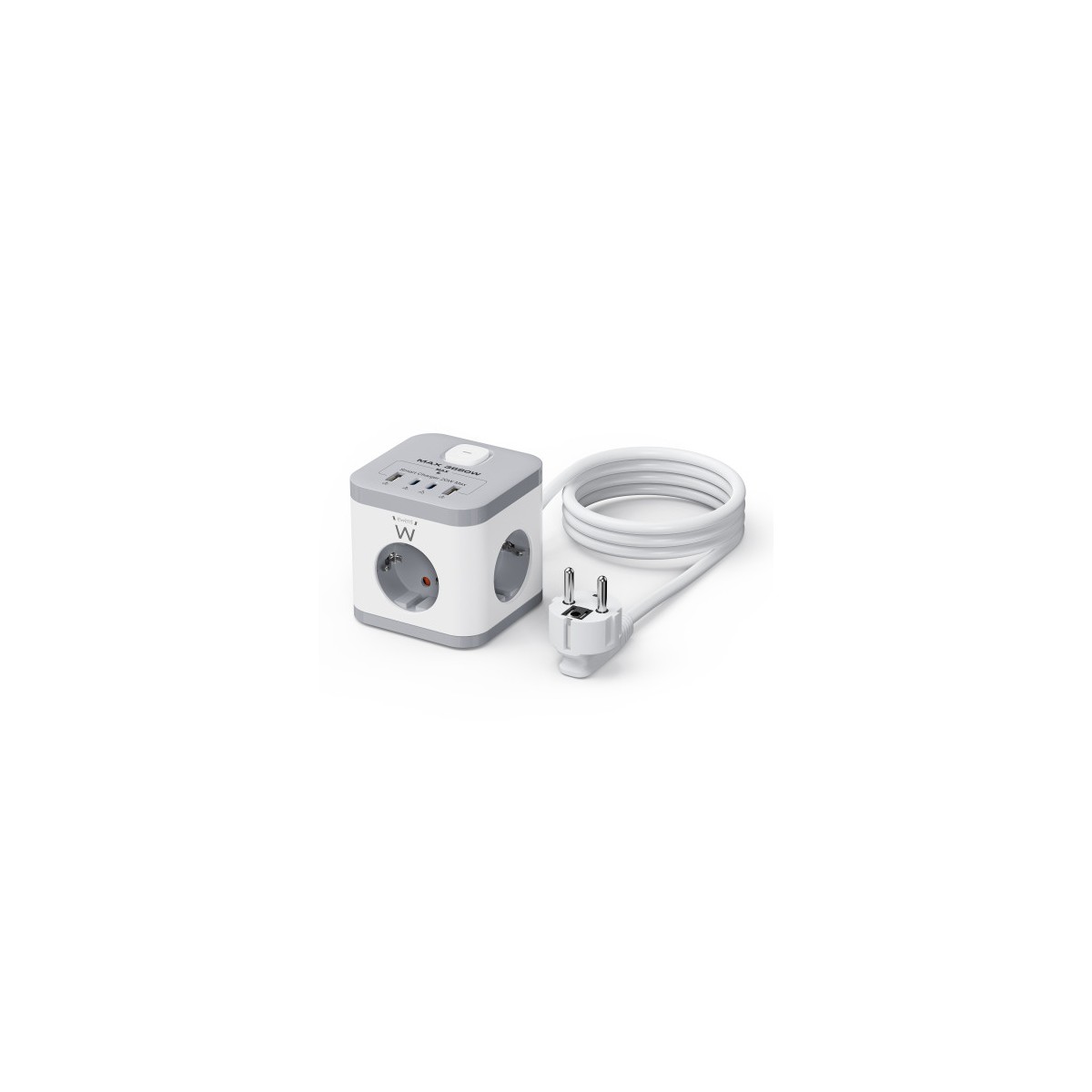 Ewent EW3863 base multiple 15 m 3 salidas AC Interior Gris Blanco