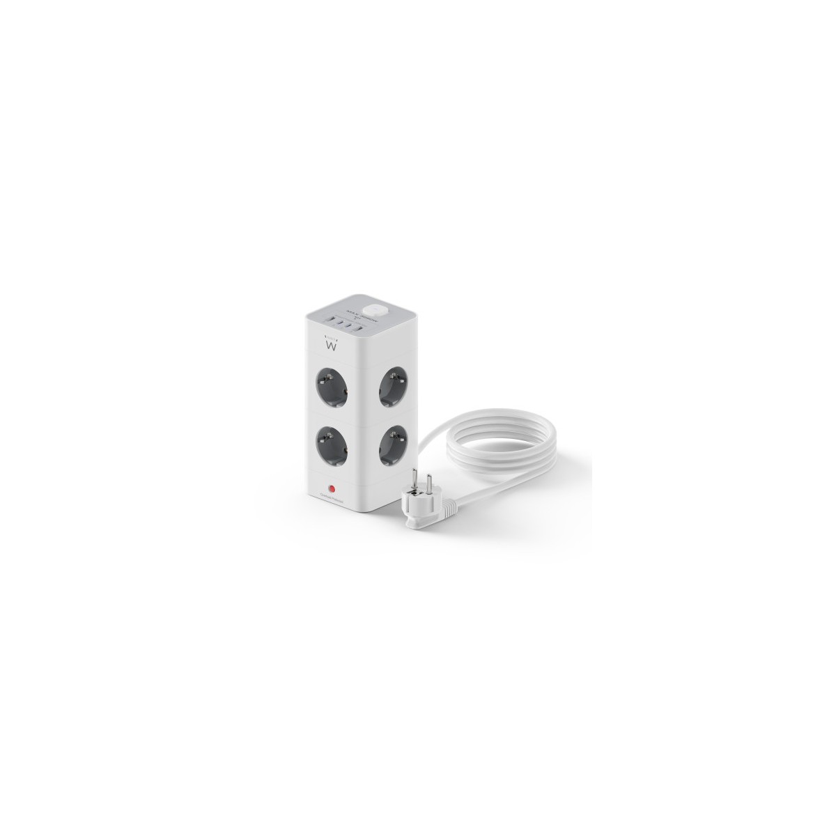 Ewent EW3864 base multiple 2 m 8 salidas AC Interior Gris Blanco