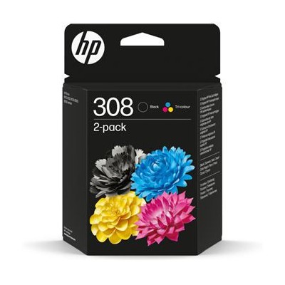 HP Paquete de 2 Cartuchos de Tinta Original 308 negra tricolor
