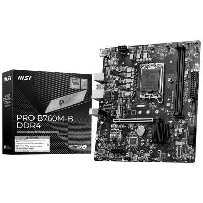 PLACA MSI PRO B760M B DDR4INTEL1700B7602DDR4128GBHDMI4SATA1M24USB32GBLANMATX