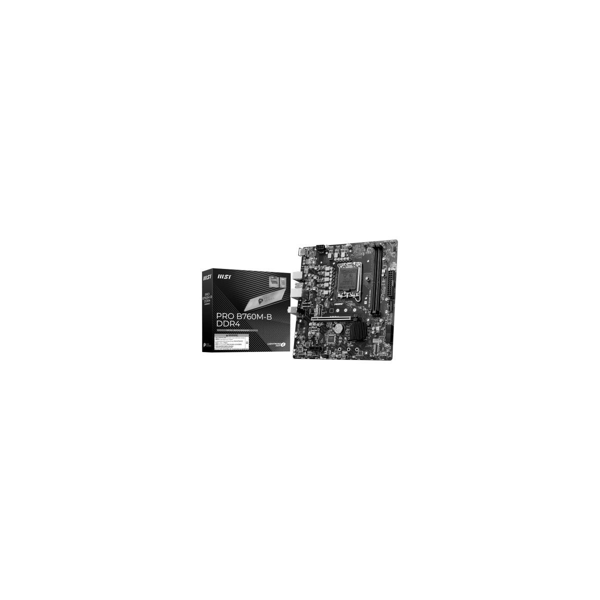 PLACA MSI PRO B760M B DDR4INTEL1700B7602DDR4128GBHDMI4SATA1M24USB32GBLANMATX