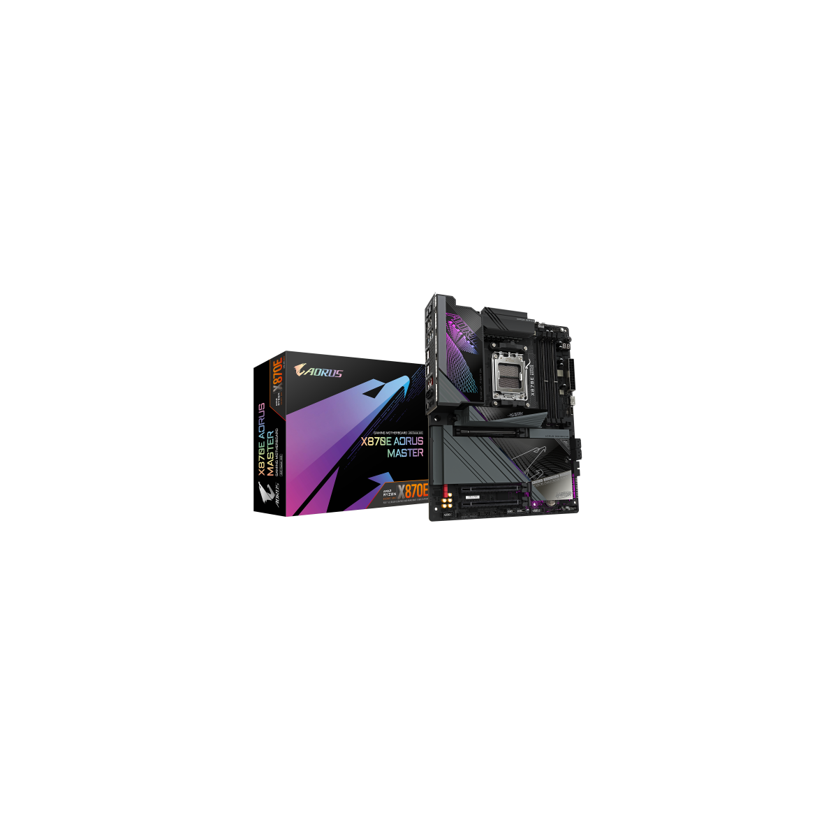 GIGABYTE Placa base X870E AORUS MASTER Compatible con CPUs AMD Ryzen 9000 VRM digital de 1622 fases hasta 8200MHz DDR5 OC 4xPCI