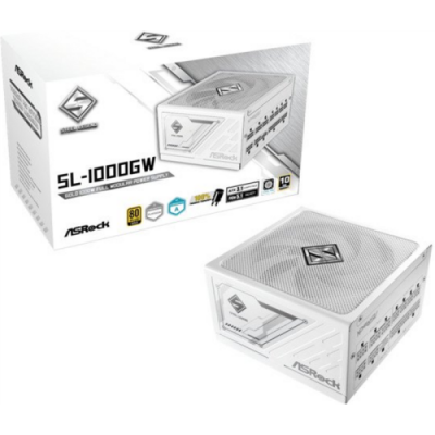 FUENTE ALIMENTACION ASROCK SL 1000GWPSU1000W80 PLUS GOLD135MMMODULARPCI E 51 124pinx1PCI E 62 pinx3SATA 5 pinx9 BLANCA