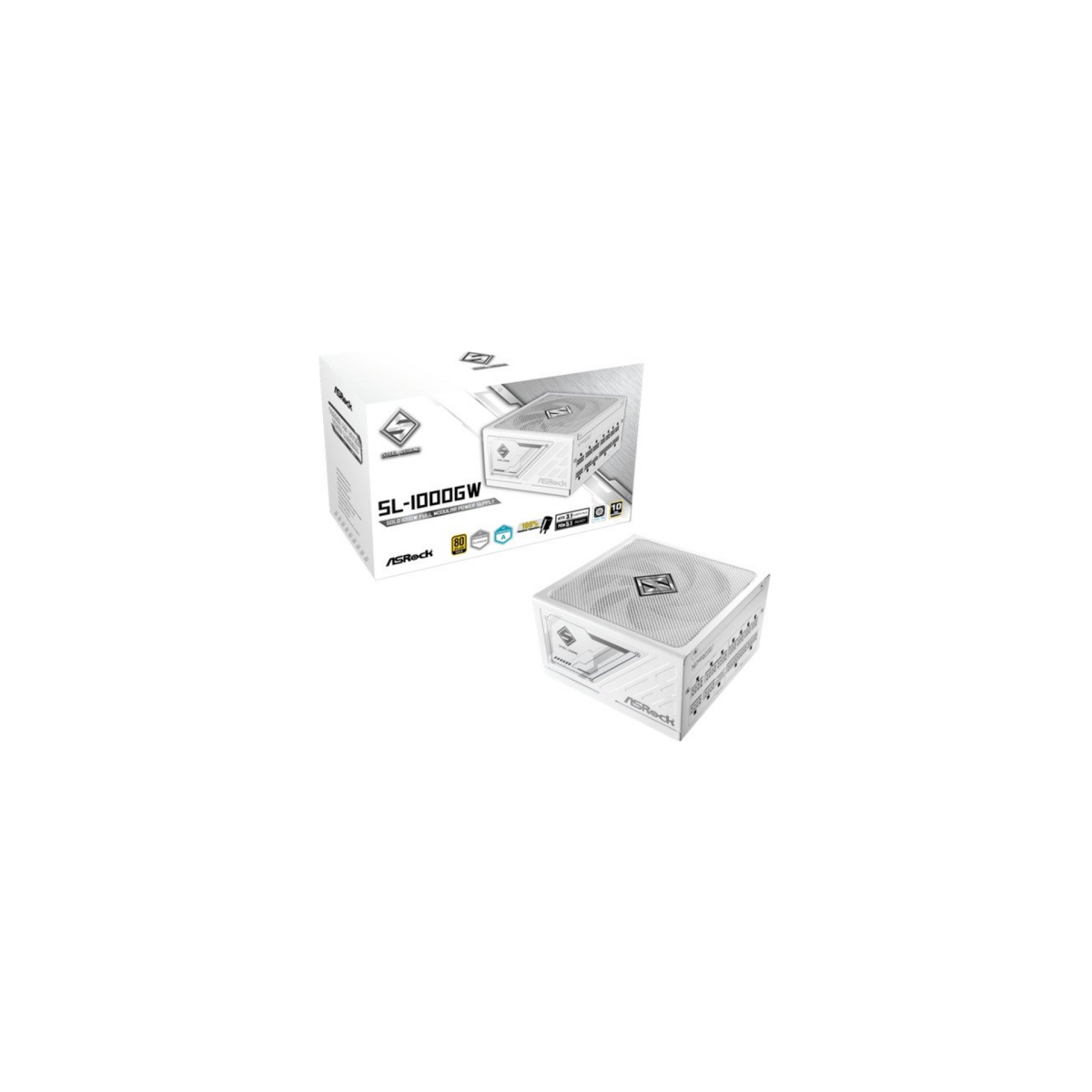 FUENTE ALIMENTACION ASROCK SL 1000GWPSU1000W80 PLUS GOLD135MMMODULARPCI E 51 124pinx1PCI E 62 pinx3SATA 5 pinx9 BLANCA