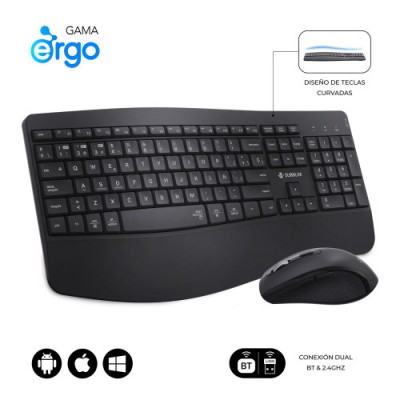 SUBBLIM Teclado con raton COMBO DUAL OFFICE PROWAVE BLACK