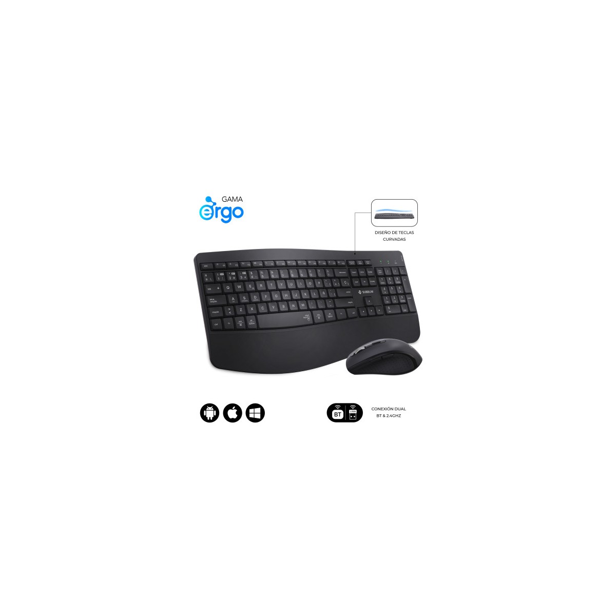 SUBBLIM Teclado con raton COMBO DUAL OFFICE PROWAVE BLACK