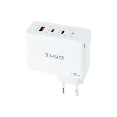 TooQ Cargador de Pared GaN 2xUSB C PD USB A QC 100W Blanco