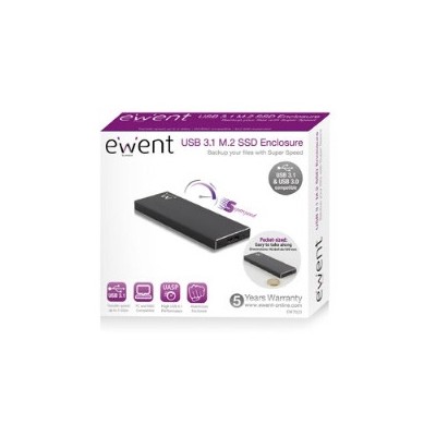Ewent EW7023 caja para disco duro externo Caja externa para unidad de estado solido SSD Negro