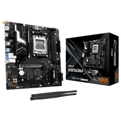 PLACA ASROCK B850M X WIFI R20AMDAM5B8502DDR5128GB1HDMI1DP4SATA325GBLANWIFI6EBT525USB322USB TYPE CMATX