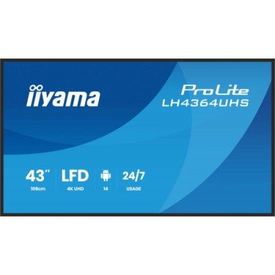 IIYAMA MONITOR 43 3840x2160 UHD VA DLED 500cd m HORIZ Y VERT MM 2x 10W 2x HDMIx 1x USB C USB 20 x2 WiFi LAN Media Play USB Port