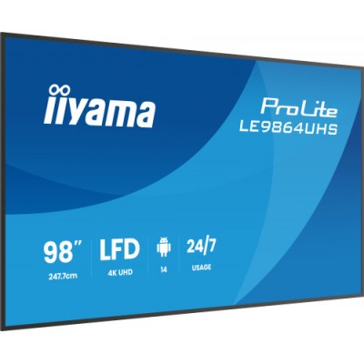 IIYAMA MONITOR 98 3840x2160 UHD VA DLED 500cd m HORIZ Y VERT MM 2x 10W 2x HDMIx 1x USB C USB 20 x2 WiFi LAN Media Play USB Port