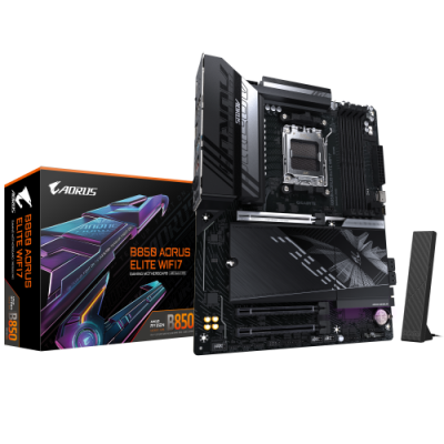 GIGABYTE B850 AORUS ELITE WIFI7 Placa Base Procesadores AMD Ryzen Serie 9000 VRM digital de 1422 fases hasta 8200MHz DDR5 OC 1x