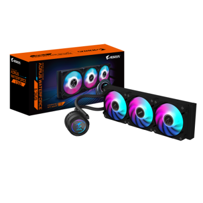 GIGABYTE Refrigeracion liquida AIO AORUS WATERFORCE II 360 para CPU 3 ventiladores ARGB de 120 mm mecanismo de bloqueo deslizan