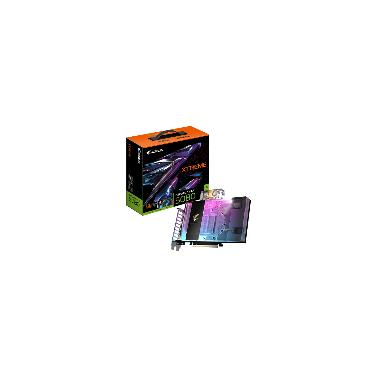 GIGABYTE AORUS GeForce RTX 5080 XTREME WATERFORCE WB 16G Tarjeta Grafica 16GB GDDR7 256 bits PCI E 50 2805MHz Core Clock 3 x DP