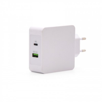 TooQ Cargador de Pared doble puerto USB C PD USB A QC30 48W