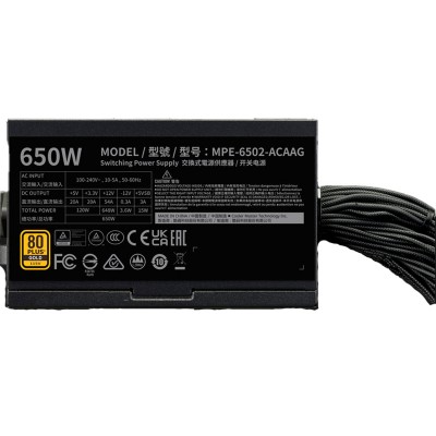 FUENTE ALIMENTACION COOLER MASTER MWE GOLD 650 V3 650W ATX 31 NON MODULLAR MPE 6502 ACAAG 3BEU