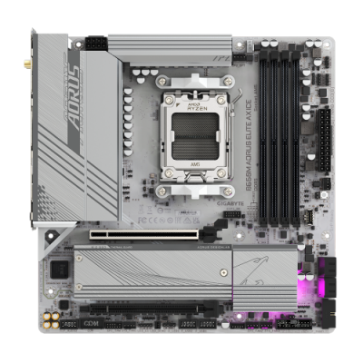 GIGABYTE B650M AORUS ELITE AX ICE Placa base AMD Ryzen serie 9000 VRM de 1222 fases hasta 8000 MHz DDR5 OC 1xPCIe 50 1xPCIe 40 