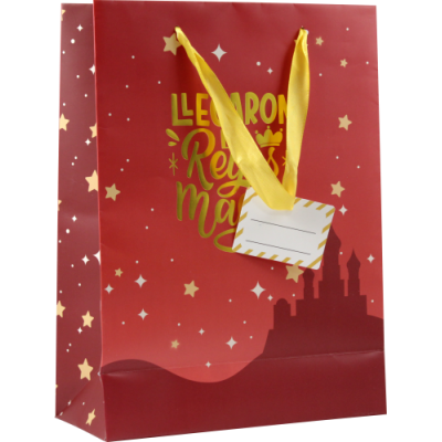 BOLSA PAPEL REYES MAGOS S 24X10X32 CM FOIL CON TARJETA COLGANTE COLORES SURTIDOS BISMARK 333601